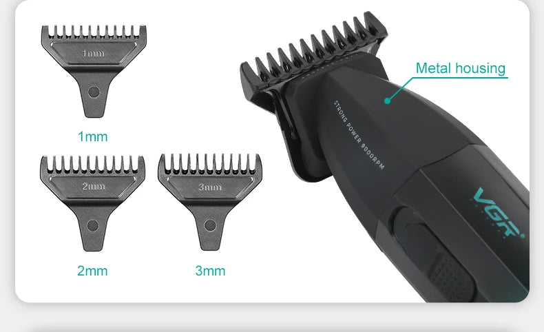 VGR Hair Trimmer Professional Hair Cutting Machine Cordless Hair Clipper 9000 RPM Haircut Barber Metal Trimmer for Men V-906