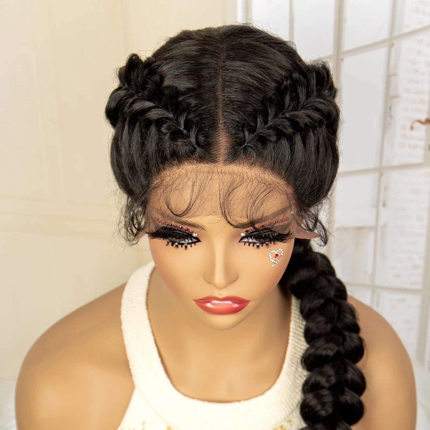 Synthetic Fishtail Braided Wigs Lace Front Wig 24 Inches Cornrow Braiding Wigs with Baby Hair for Black Women Braids Wig