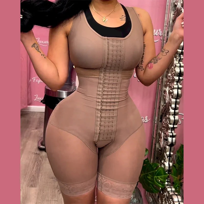 Fajas Colombianas High Compression Flatten Abdomen Body Shaper Tummy Control Butt Lifter Shapewear Waist Trainer Bodysuit