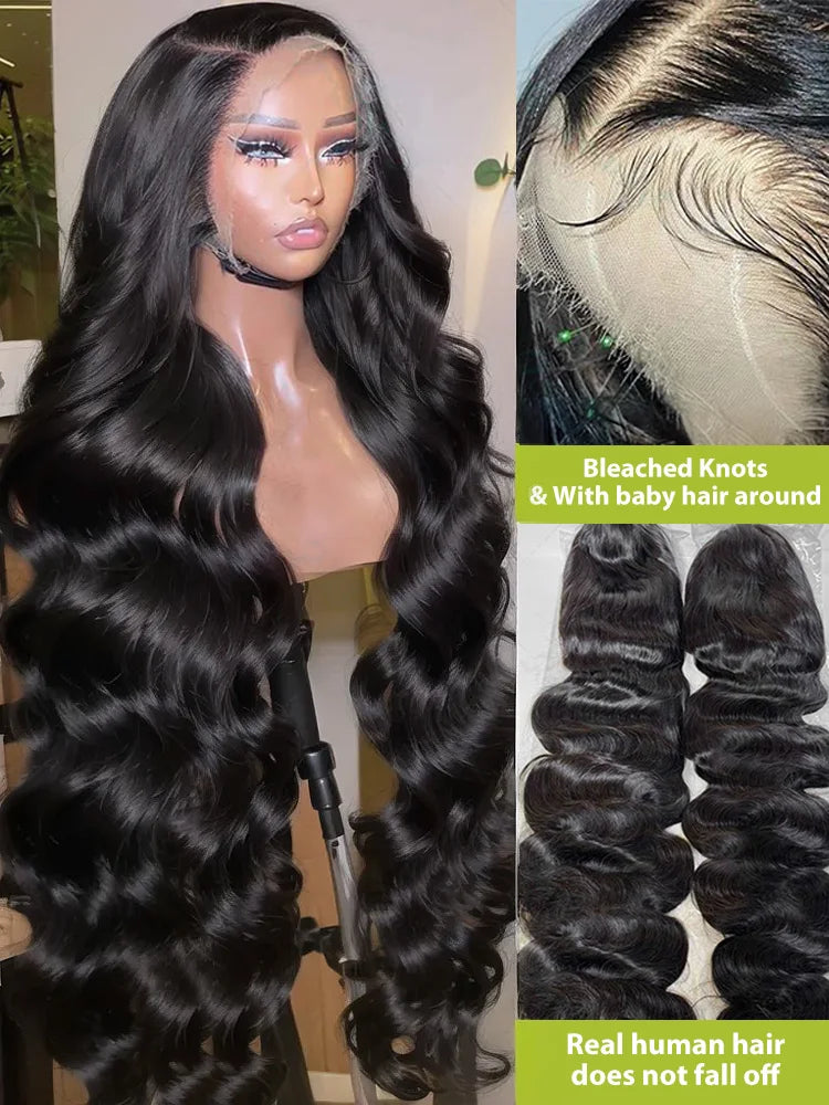 250 density 40 Inch Body Wave 13x6 Transparent Lace Frontal Wig Human Hair Ready 5x5 Glueless HD Closure 13x4 Lace Front Wigs
