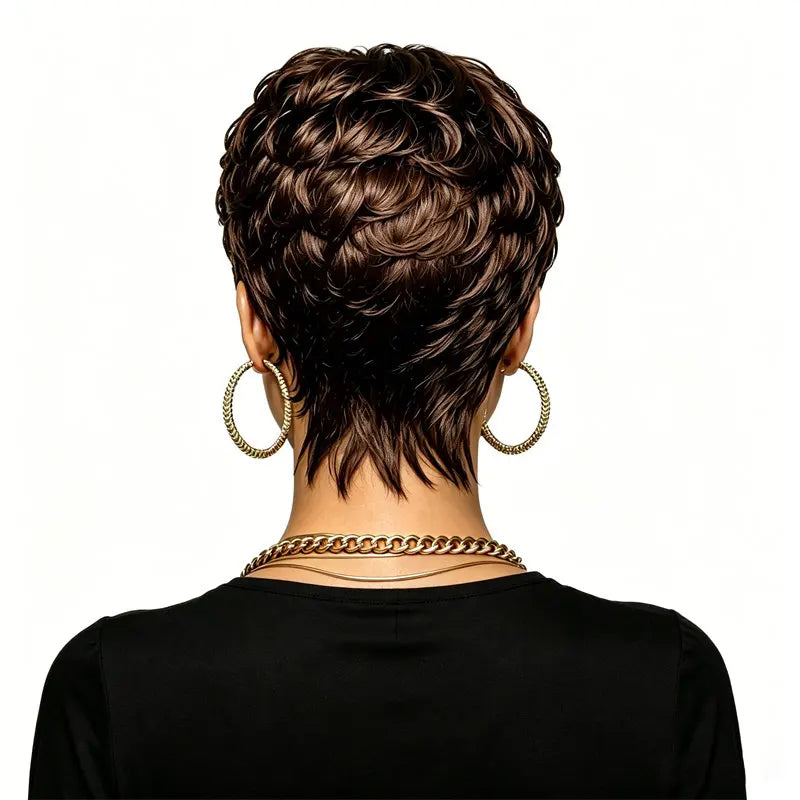 Pixie Cut Short Human Hair Wig 613 Brown & Blonde Ombre Full Machine Made Wig Fashion Style Perfect For Women Party Daily Use