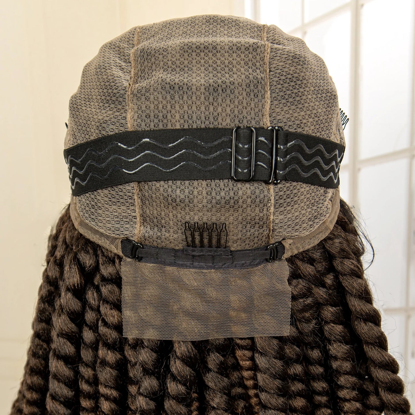 Synthetic Twisted Braided Wigs for Black Women Full Lace Synthetic Braided Wigs Brown Bob Wig Knotless 16 Inch