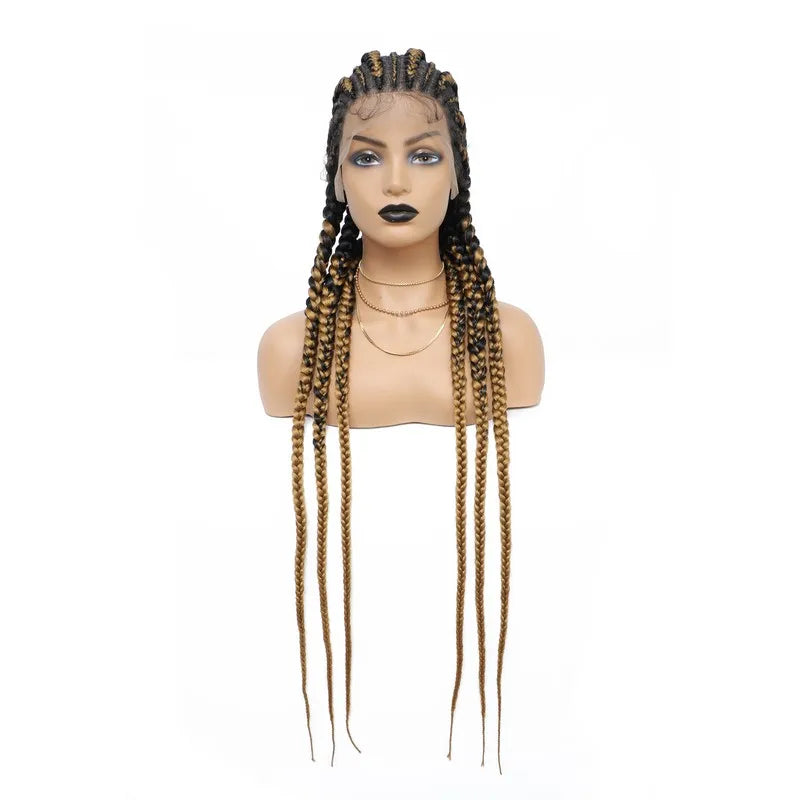 Incoo 36" Synthetic Full Lace Braided Wigs For Black Women Jumbo Knotless Box Braid Lace Wigs Cornrow Wig Braide African Hair