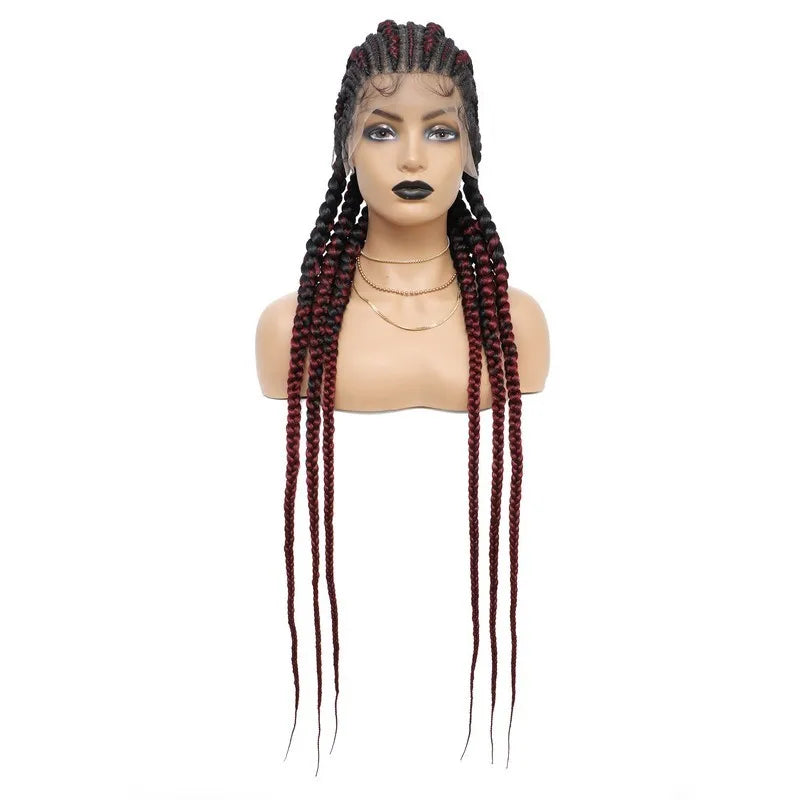 Incoo 36" Synthetic Full Lace Braided Wigs For Black Women Jumbo Knotless Box Braid Lace Wigs Cornrow Wig Braide African Hair