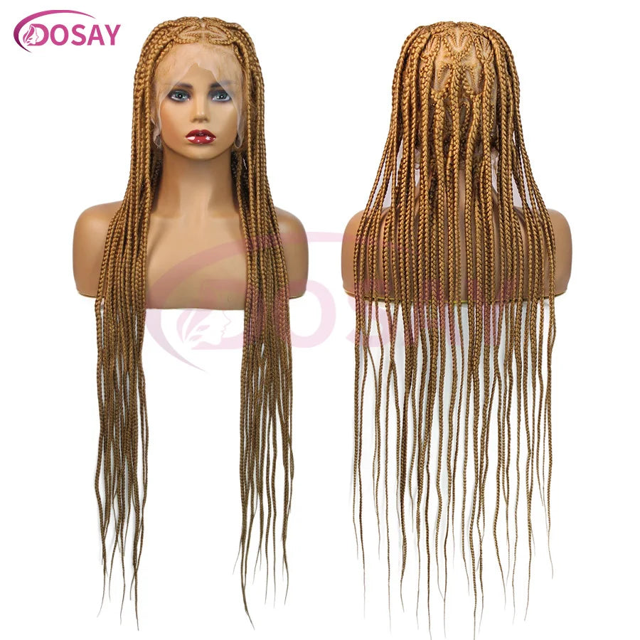 On Sale Heart Box Braids Lace Wig 36 Inches Synthetic Lace Braided Wigs Cornrow Braids Lace Front Wigs For Black Women Clearance