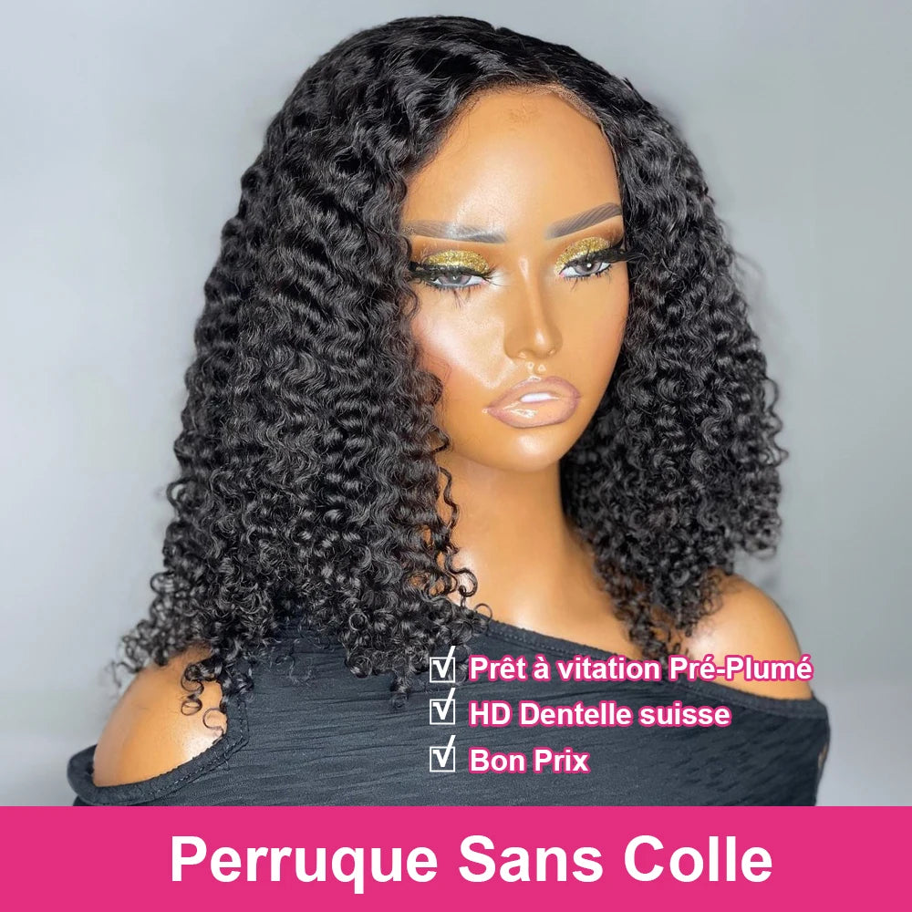 Deep Wave 13x4 Lace Frontal Wig Bob Glueless Wig Human Hair Ready To Wear Curly Wigs 200% 7x5 Closure Wigs Pre Cut Preplucked