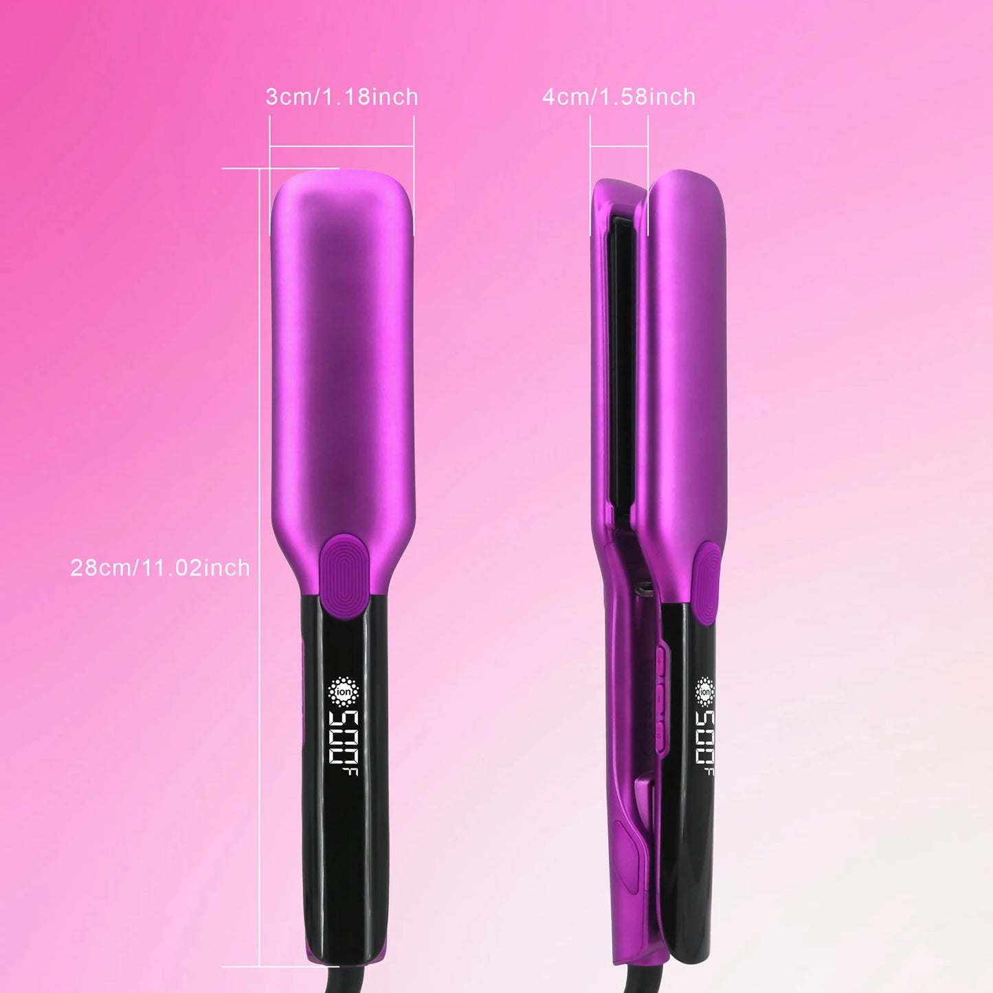 Hair Straightener 500°F Plasma Hair Flat Irons Ceramic Coating Plate Professional Salon Tool Smooth Frizz Dual Voltage