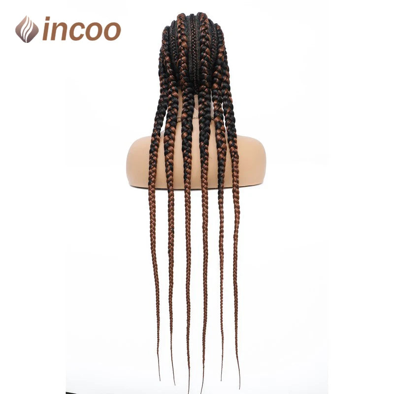 Incoo 36" Synthetic Full Lace Braided Wigs For Black Women Jumbo Knotless Box Braid Lace Wigs Cornrow Wig Braide African Hair