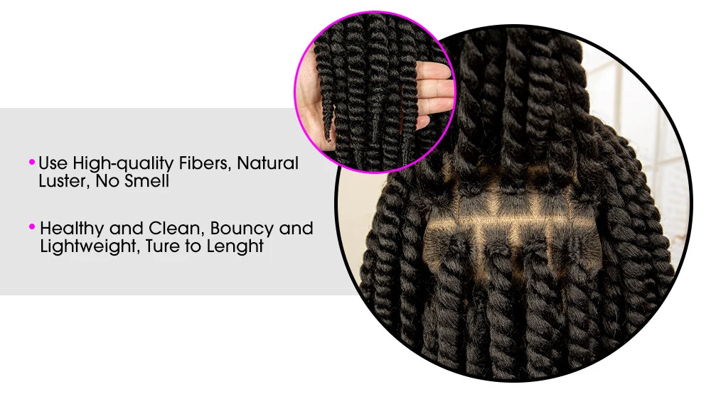 Synthetic Twisted Braided Wigs for Black Women Full Lace Synthetic Braided Wigs Brown Bob Wig Knotless 16 Inch