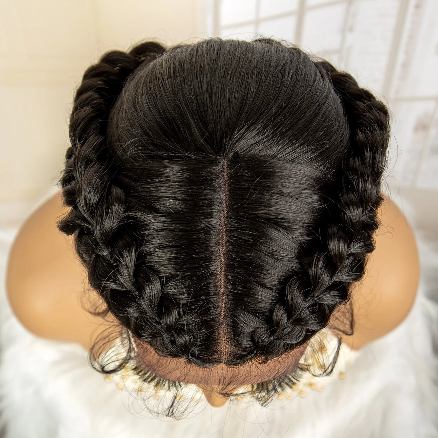 Synthetic Fishtail Braided Wigs Lace Front Wig 24 Inches Cornrow Braiding Wigs with Baby Hair for Black Women Braids Wig