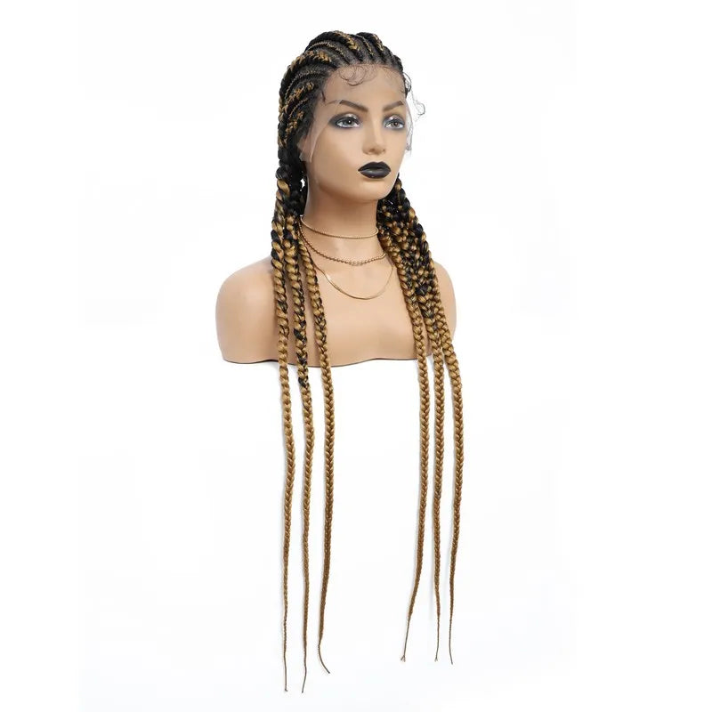 Incoo 36" Synthetic Full Lace Braided Wigs For Black Women Jumbo Knotless Box Braid Lace Wigs Cornrow Wig Braide African Hair