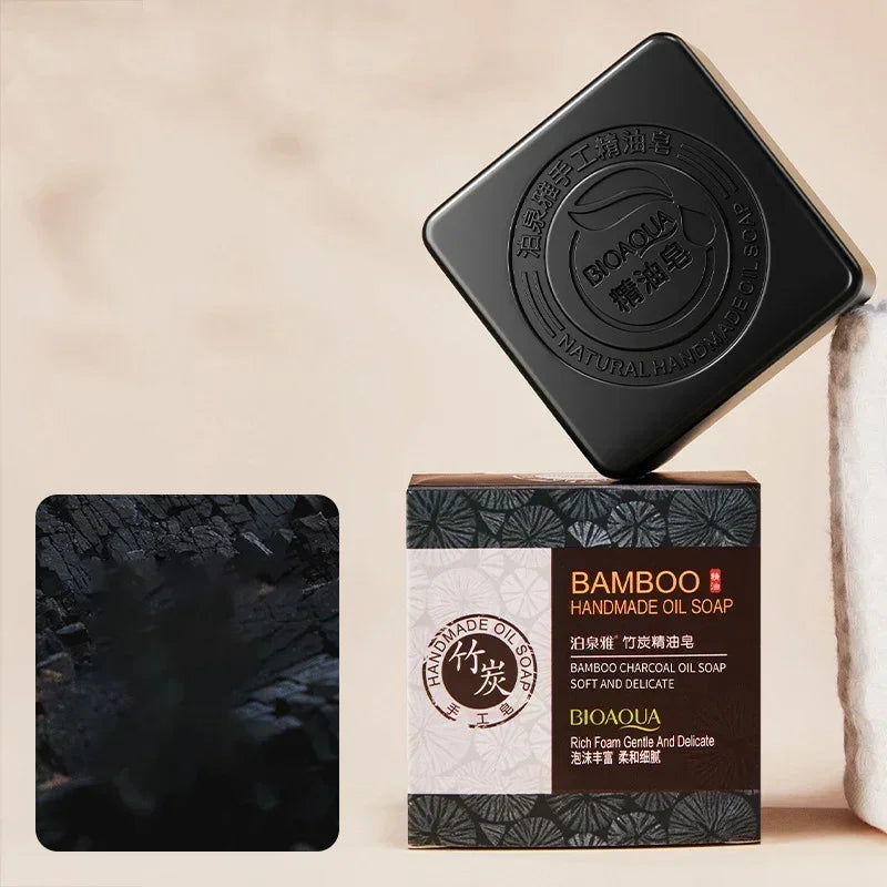 Bamboo Charcoal Handmade Essential oil Soap Deep Cleansing Oil Control Blackhead Remover Skin Moisturizing Face Wash Hair Bath
