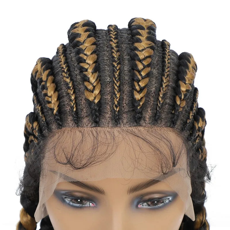 Incoo 36" Synthetic Full Lace Braided Wigs For Black Women Jumbo Knotless Box Braid Lace Wigs Cornrow Wig Braide African Hair