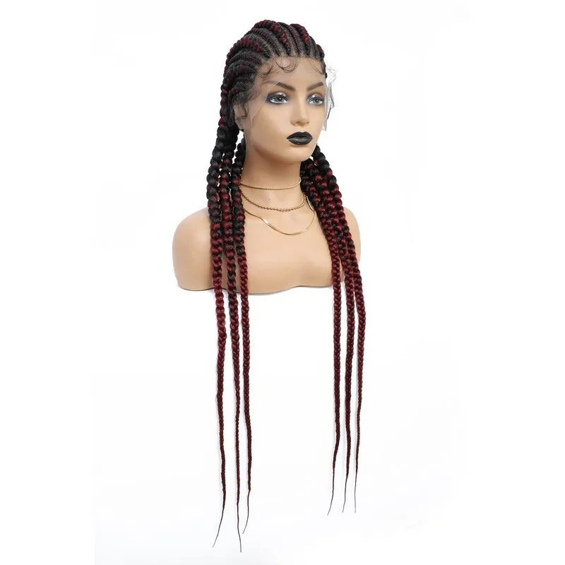 Incoo 36" Synthetic Full Lace Braided Wigs For Black Women Jumbo Knotless Box Braid Lace Wigs Cornrow Wig Braide African Hair