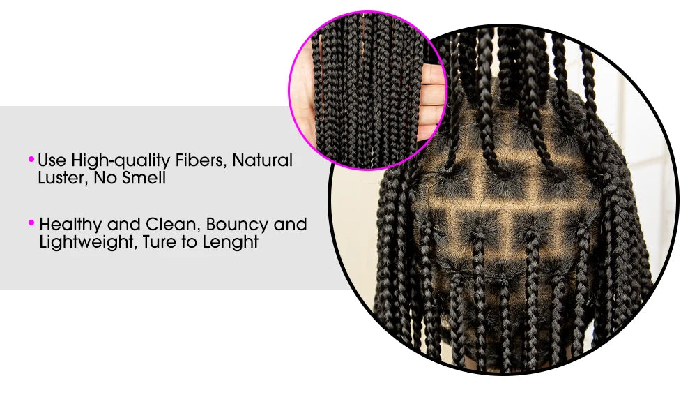 34 Inches Handmade Synthetic Braiding Wig HD Full Lace Cornrow Braided Wigs Back Knotless Box Braids Wig for Black Women