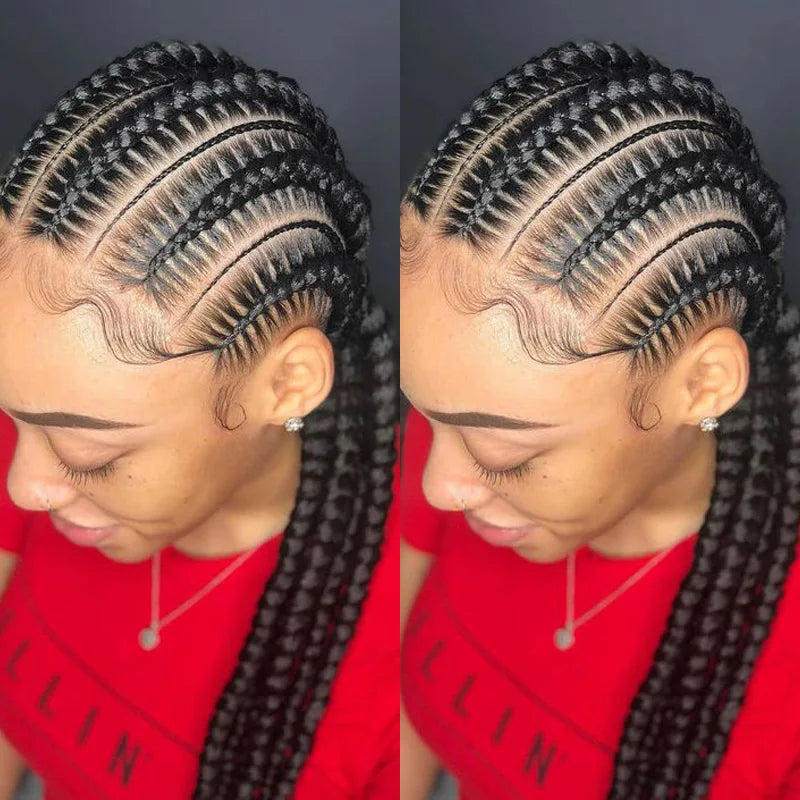 Incoo 36" Synthetic Full Lace Braided Wigs For Black Women Jumbo Knotless Box Braid Lace Wigs Cornrow Wig Braide African Hair