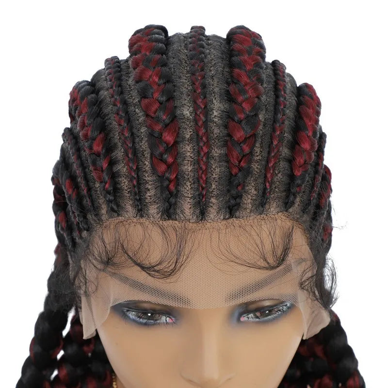 Incoo 36" Synthetic Full Lace Braided Wigs For Black Women Jumbo Knotless Box Braid Lace Wigs Cornrow Wig Braide African Hair