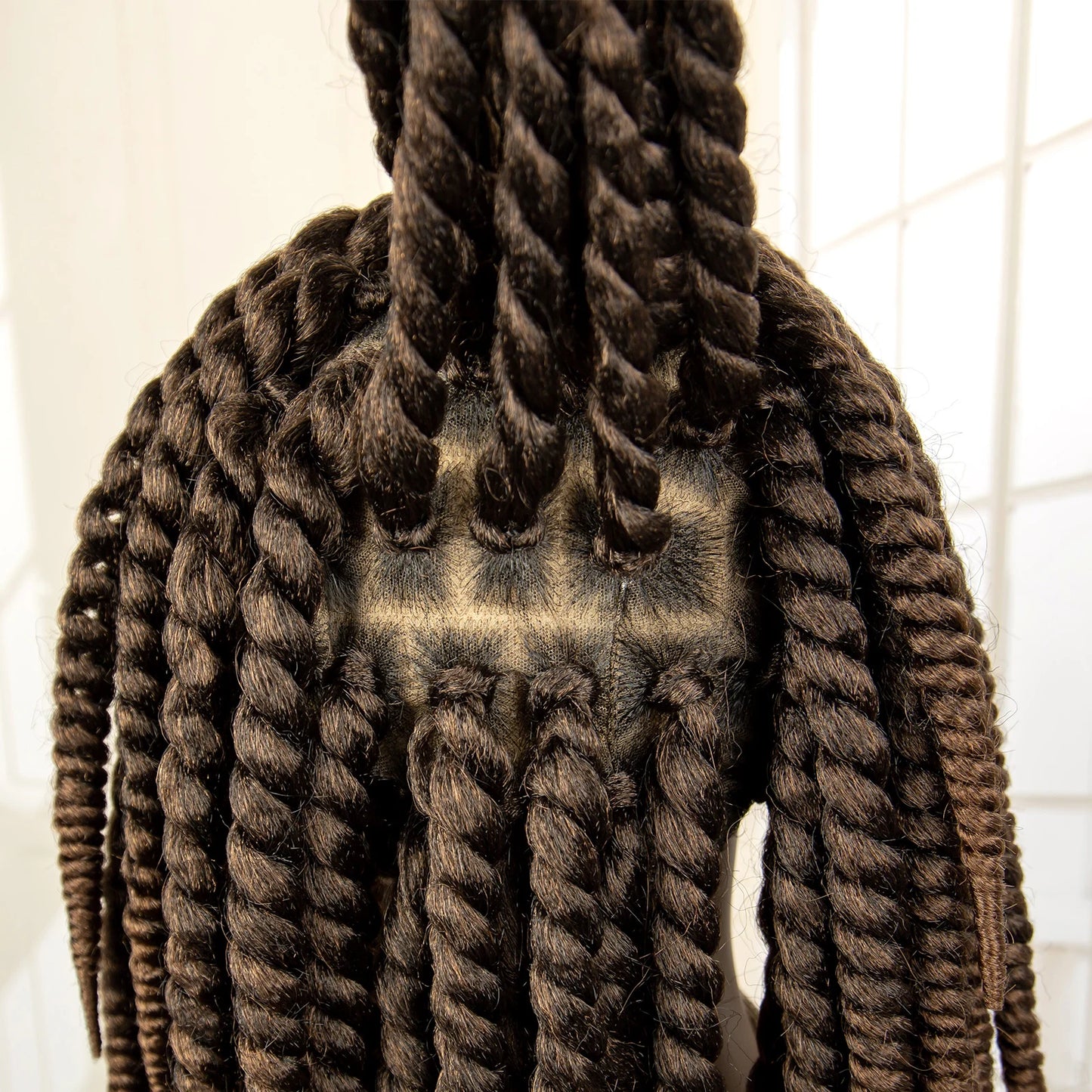 Synthetic Twisted Braided Wigs for Black Women Full Lace Synthetic Braided Wigs Brown Bob Wig Knotless 16 Inch
