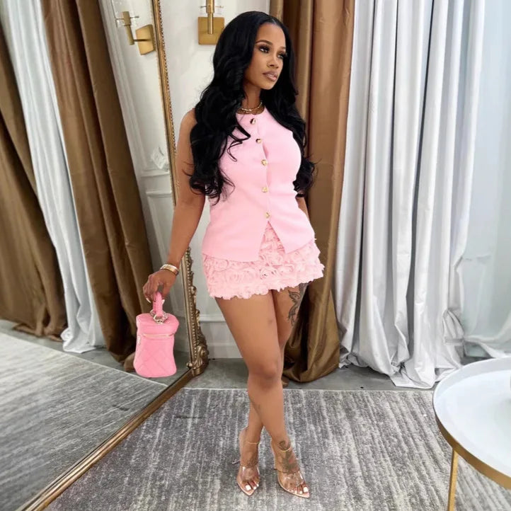 CM.YAYA Women Fashion Rose Floral Bodycon Midi A-line Mini Skirt 2025 Sexy Summer Party Clubwear Night Prom Birthday Skirts