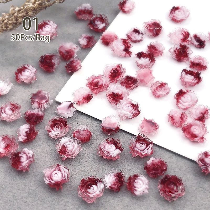100/200pcs 3D Mixed Nail Decorations Kawaii Heart Flower Bear Pearl Design Rhinestone Nail Art Charms Jewelry Manicure Accessory