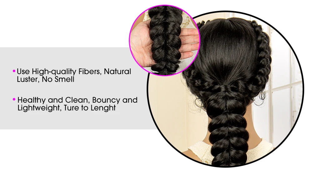 Synthetic Fishtail Braided Wigs Lace Front Wig 24 Inches Cornrow Braiding Wigs with Baby Hair for Black Women Braids Wig