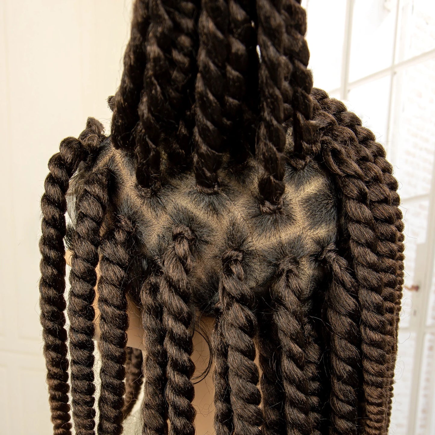 Synthetic Twisted Braided Wigs for Black Women Full Lace Synthetic Braided Wigs Brown Bob Wig Knotless 16 Inch