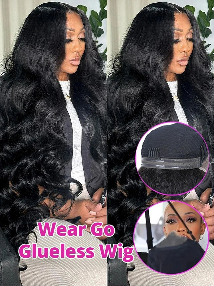 250 density 40 Inch Body Wave 13x6 Transparent Lace Frontal Wig Human Hair Ready 5x5 Glueless HD Closure 13x4 Lace Front Wigs