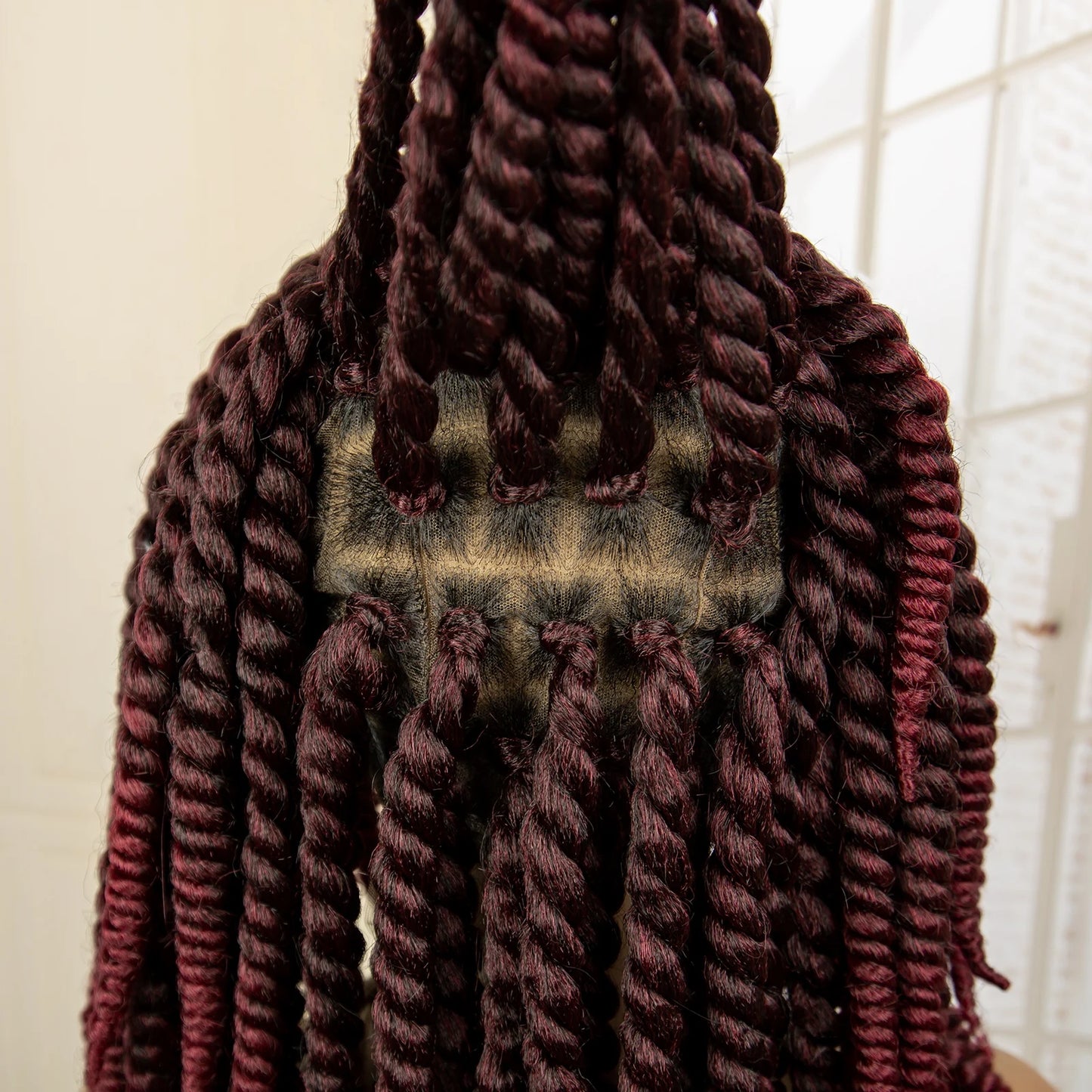 Synthetic Twisted Braided Wigs for Black Women Full Lace Synthetic Braided Wigs Brown Bob Wig Knotless 16 Inch