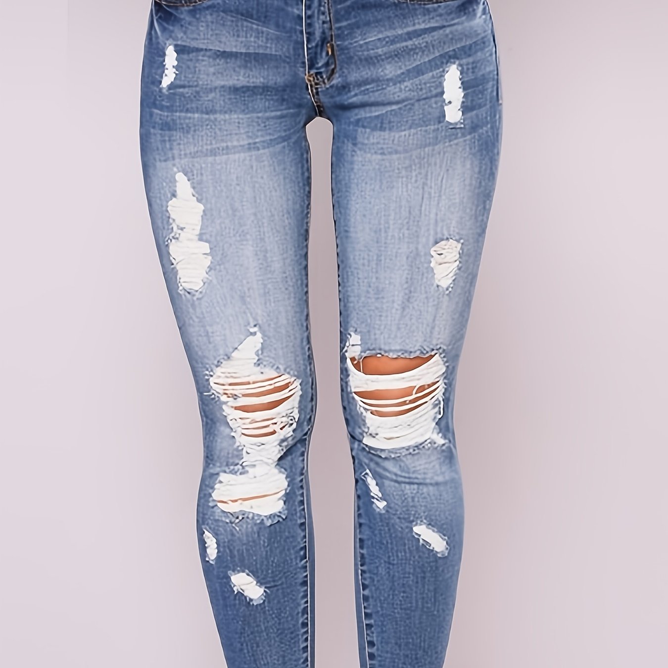 Women'S Casual Stretch Slim Broken Holes Small Feet Sports Jeans Women
