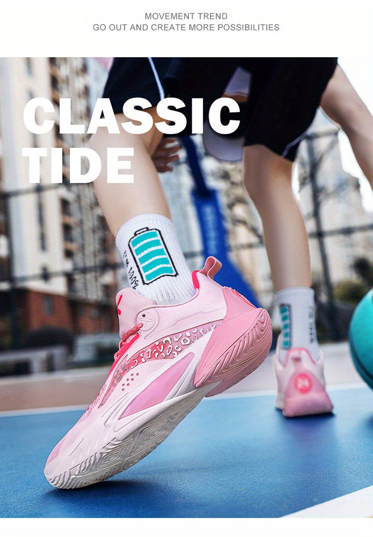 Phantom Cherry Blossom 2025 Men's & Women's Mid-Top Basketball Shoes - Breathable Shock-Absorbing Training Sneakers with Anti-Slip Rubber Sole, Wear-Resistant PU/Fabric Upper for Spring Summer Sports, High Top Sneakers, Shock