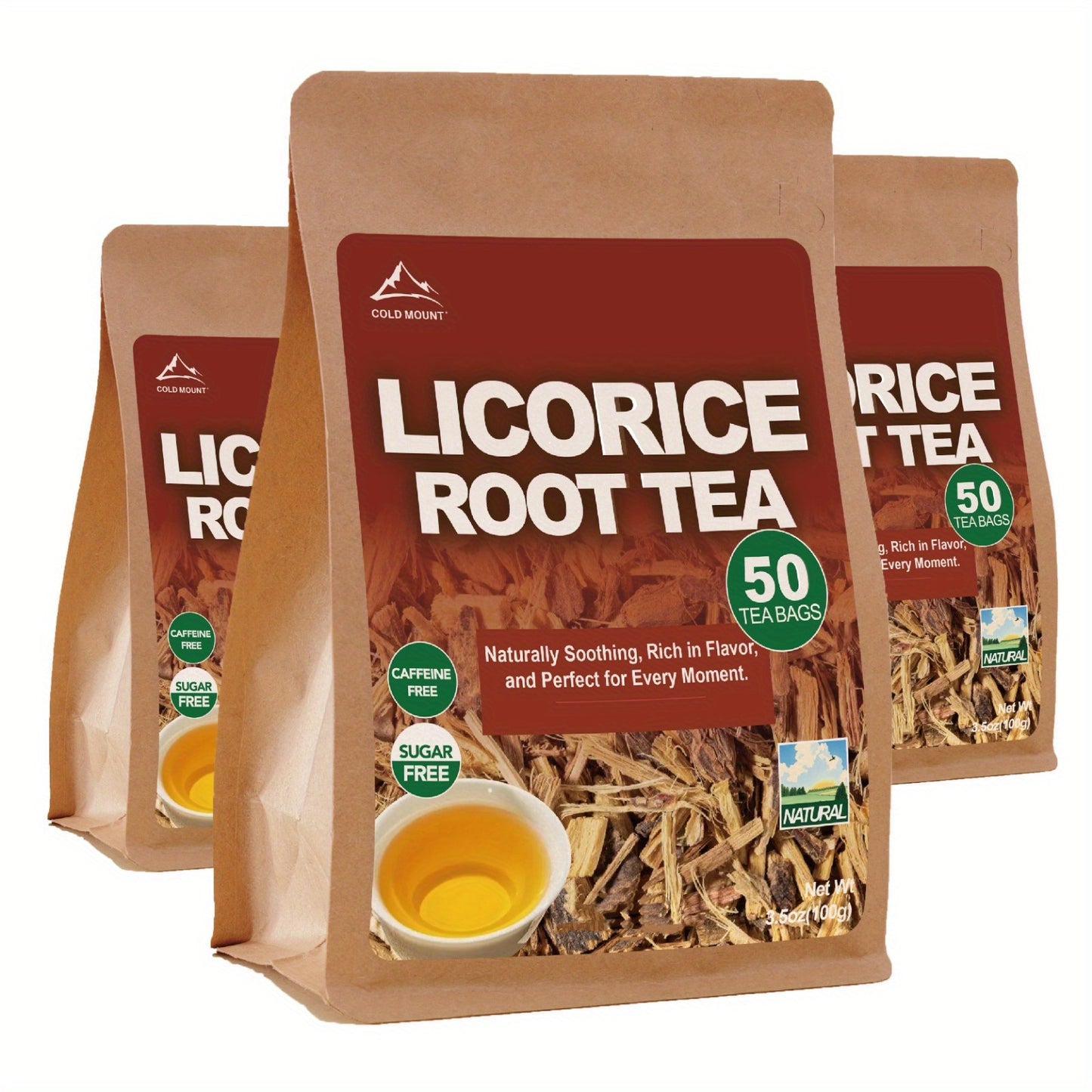 Licorice Root Tea, Sweet Flavor Herbal Tea Bags, Soothing & Tangy Flavor, Caffeine-free, Sugar Free, 50 Tea Bags, Ideal for Men & Women