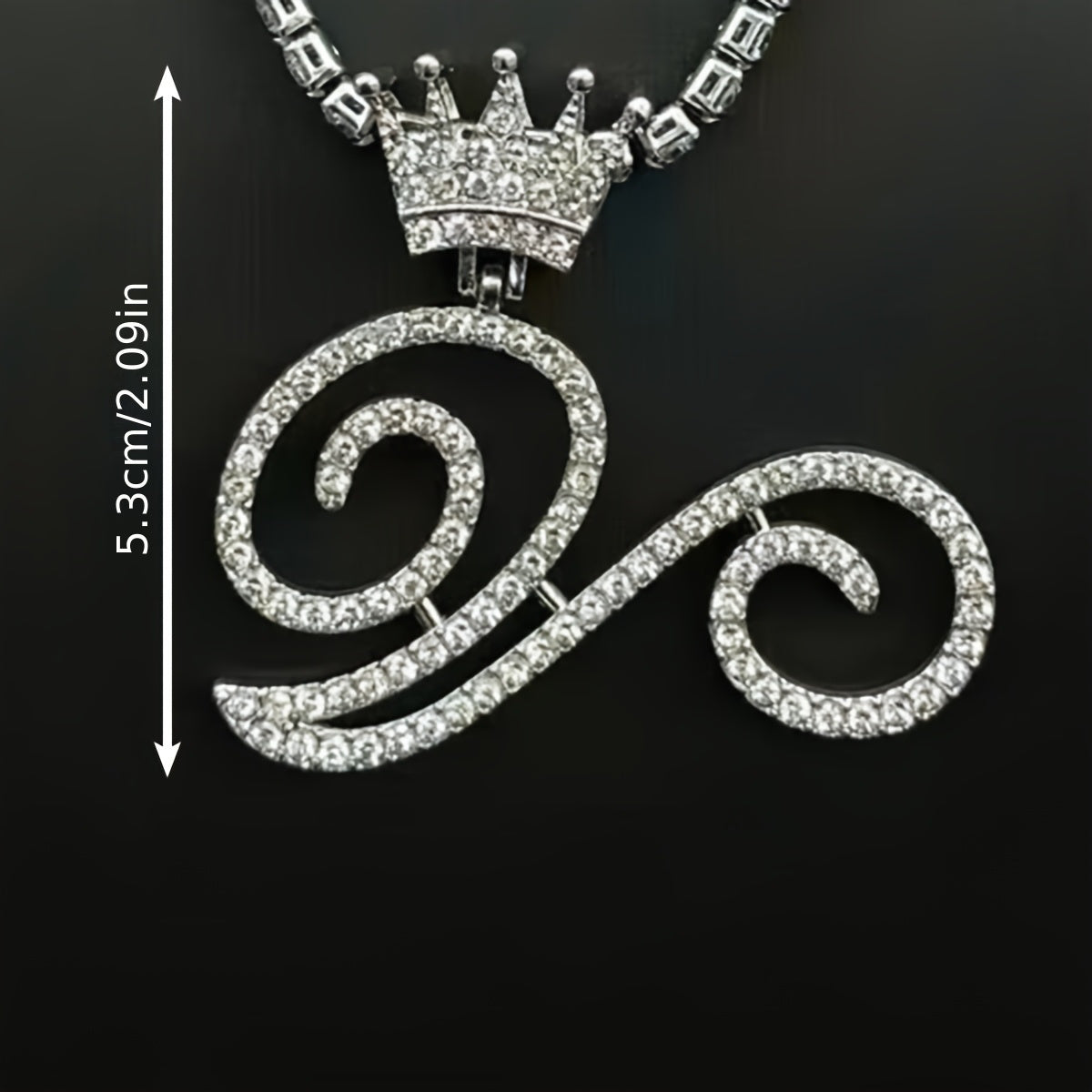 1pc Men's and Women's Fashion Pendant Necklace-26 Crown-shaped Fancy English Letter Pendant Necklace with Round Box Chain-Hip-hop Style Niche Necklace Jewelry Gift