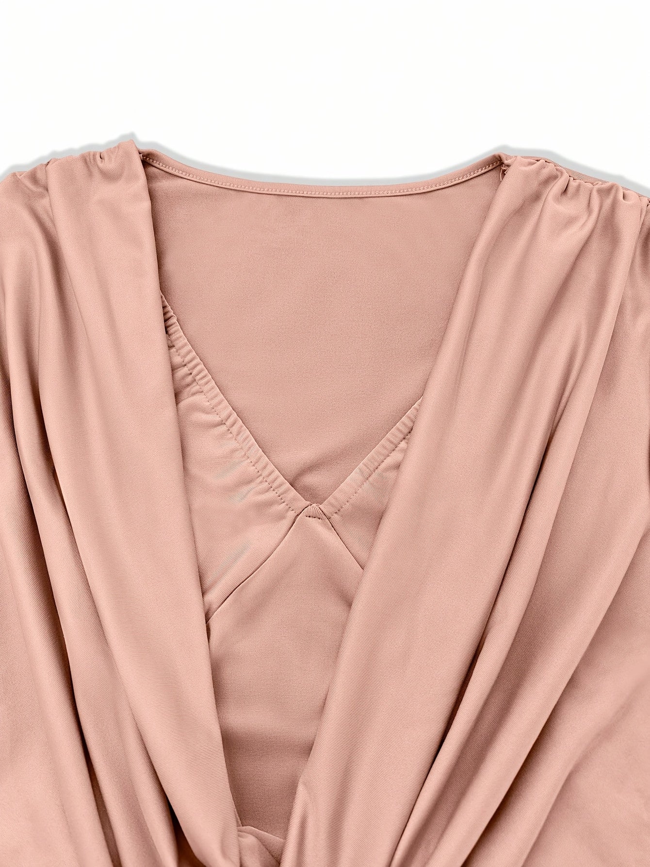 Autumn And Winter Women's Sexy Dresses, V-neck, Solid Color, Tight-fitting, Hip-hugging, Ruffled Design, Short Length, Sexy Hip-hugging Mini Dress.