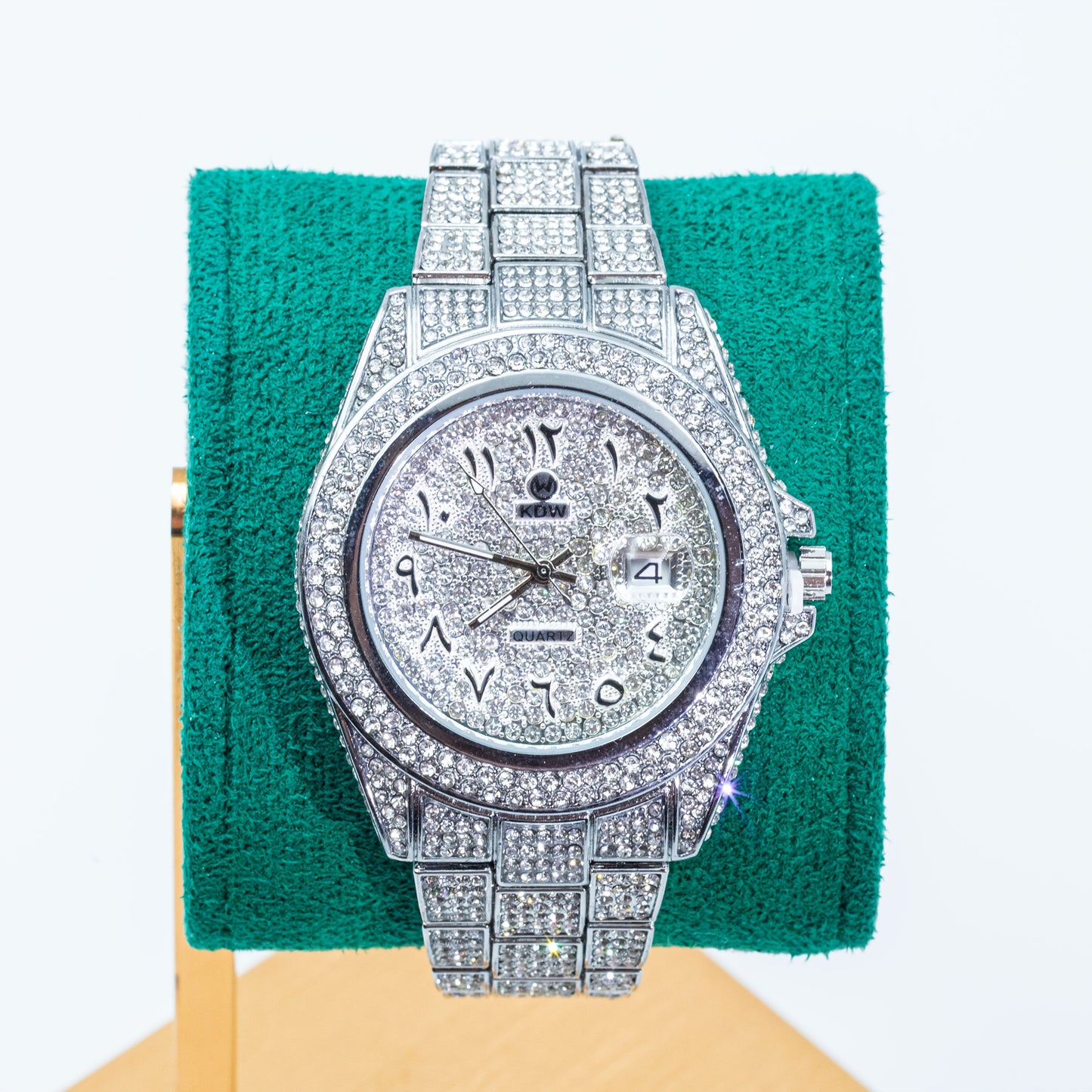 Luxury Hip-Hop Style Watch West Coast Quartz Watch For Men Fully Diamond-Studded Rhinestone Accessory Watch High-End Design Perfect Christmas Gift Wedding Present And Top Gift Choice, Without Battery
