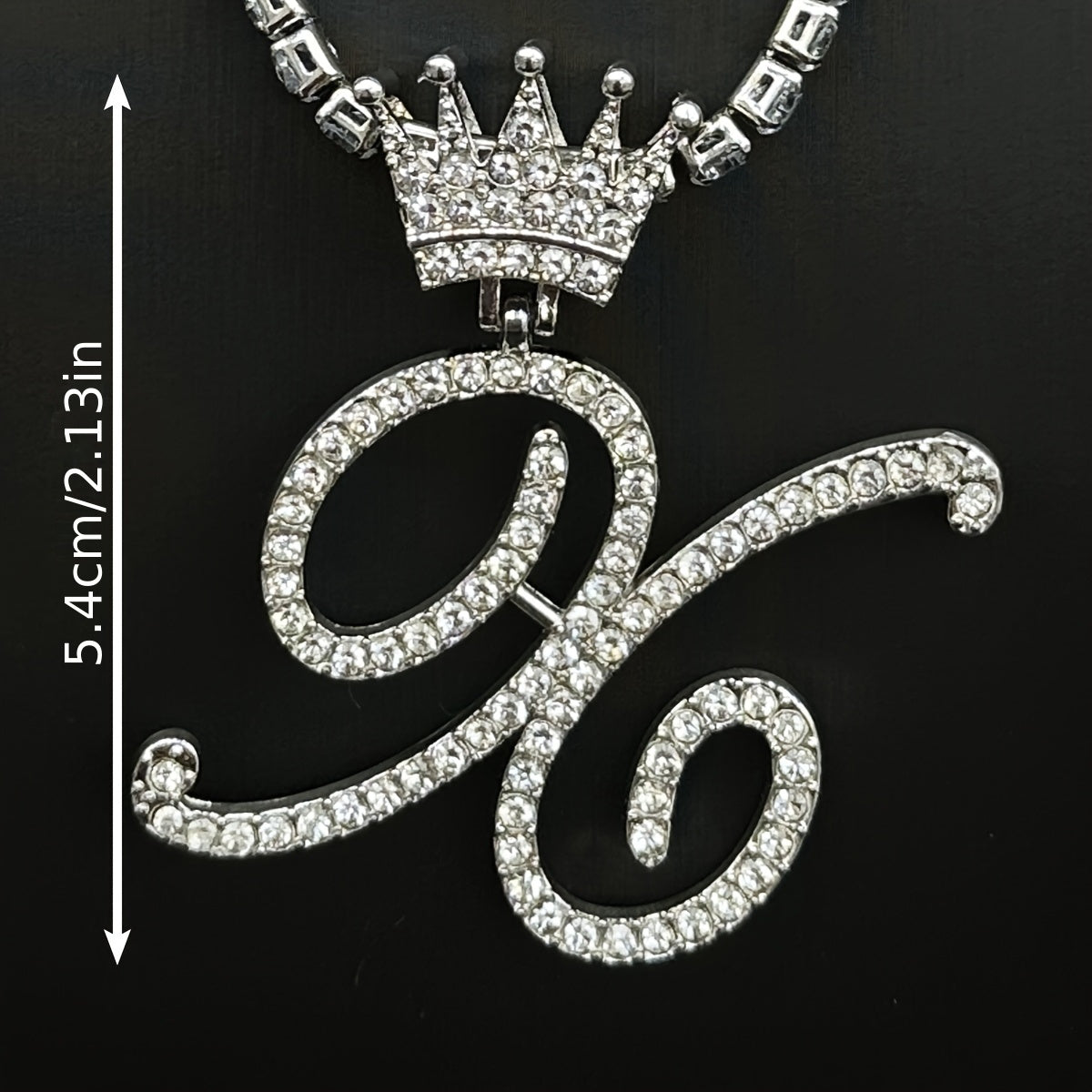 1pc Men's and Women's Fashion Pendant Necklace-26 Crown-shaped Fancy English Letter Pendant Necklace with Round Box Chain-Hip-hop Style Niche Necklace Jewelry Gift