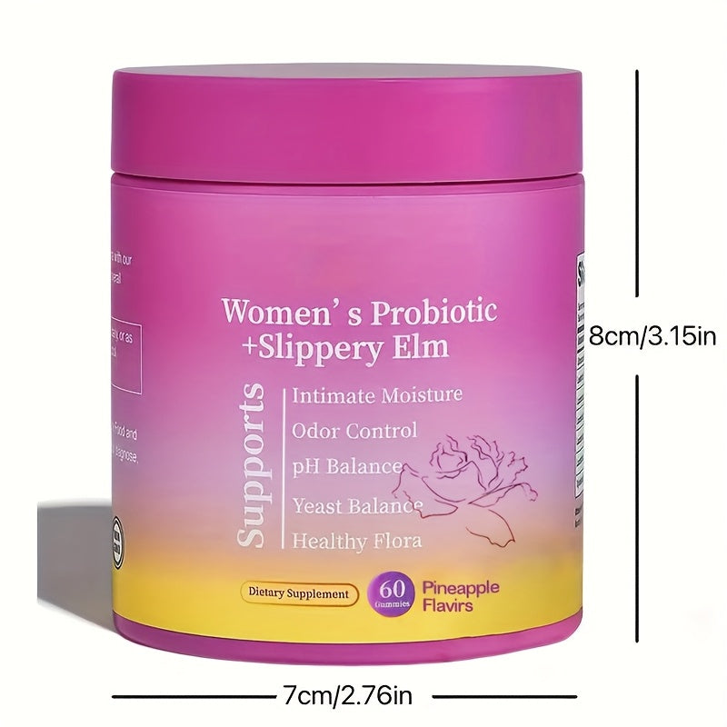 60 Women'S Probiotic Gummies 2-in-1 With Smooth Leaf Heather, 4 Probiotics PH Balanced - Delicious Gummy Dietary Supplement, Women'S Health Care | High Quality Formula, Fruity Gummies