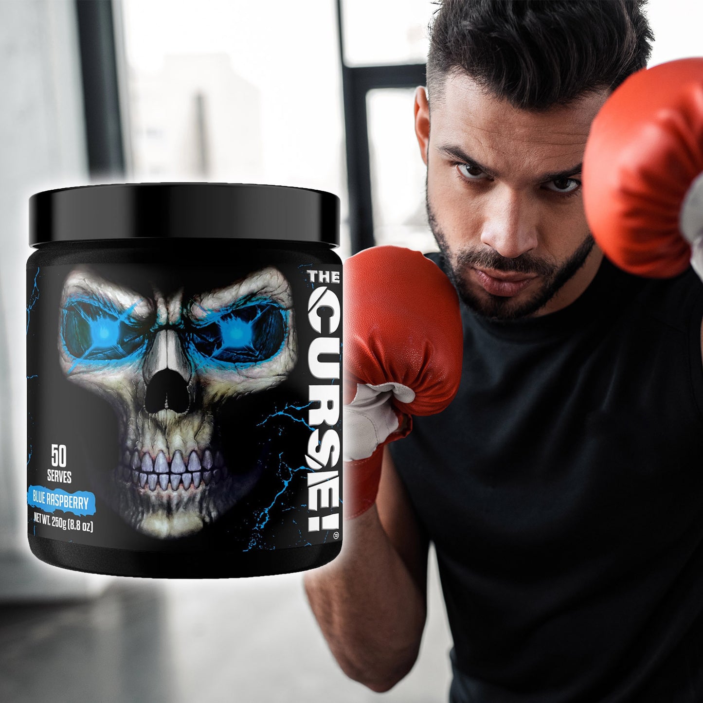 JNX SPORTS The Curse! Pre-Workout Powder - 50 Servings, Boosts Strength & Focus with Caffeine, Beta-Alanine, Creatine & L-Citrulline - Blue Raspberry Flavor