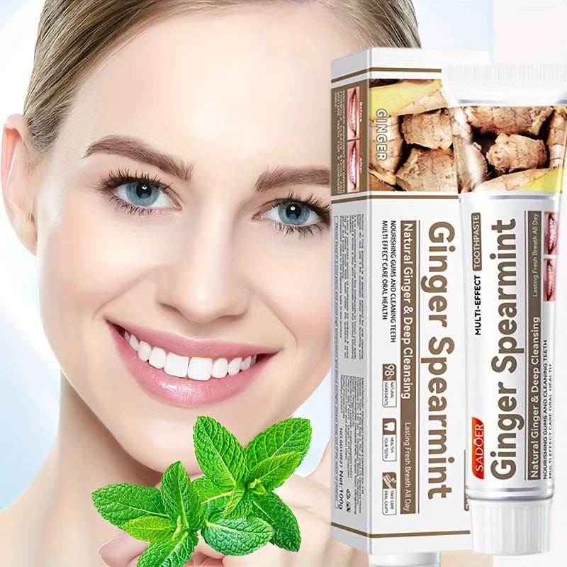 Ginger Spearmint Toothpaste for Deep Cleaning – Multi-Effect Formula with Natural Ginger Extract, Fresh Breath & Whitening Boost, 1pc, Fresh Breath Solution | Natural Ingredient Image | Natural Toothpaste