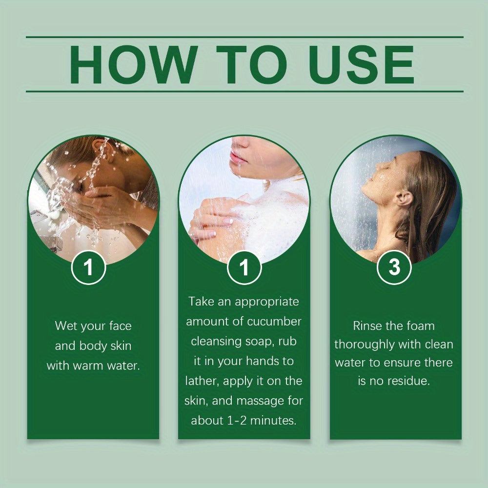 Cucumber Cleansing Soap (blended Gentle Cleansing Formula) Produces Fine Lather for Comfortable Light Beige, a Budget-friendly Christmas Gift 2.1oz