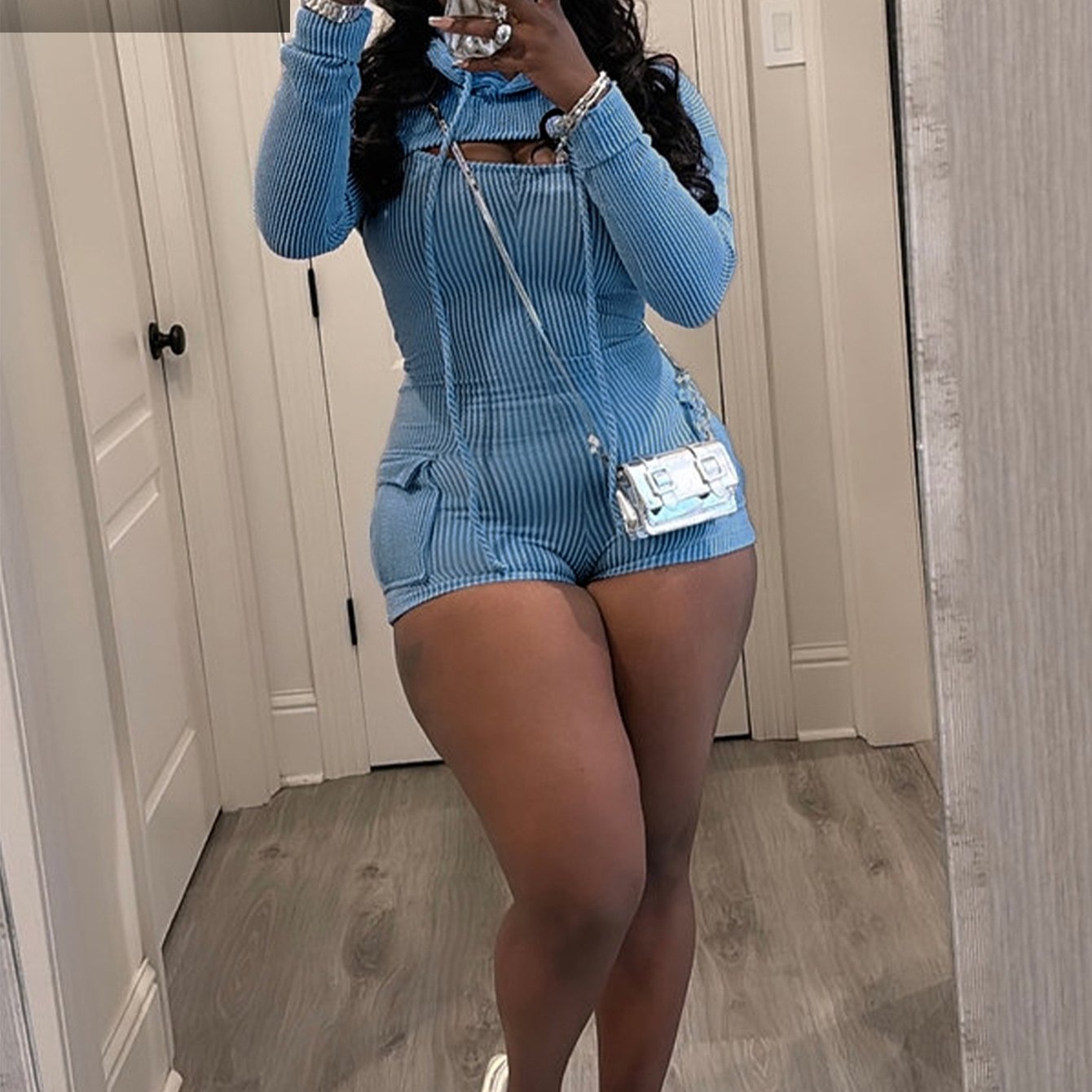 Tops Removable Long Sleeve Hoodie Cargo Shorts Bodysuit Women Sleeveless Rompers Bodysuit Summer Fashion Textured Bodycon Cargo Short Jumpsuits Outfits