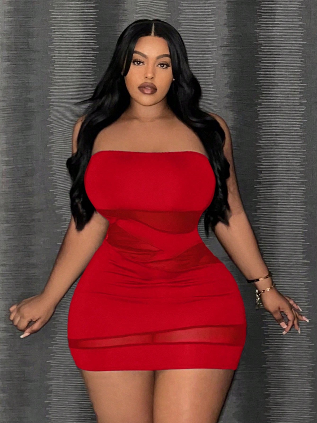 Slim-Fit Red Bustier Mini Dress for Women/ Strapless Seamless Stretch Bodycon Tube Top