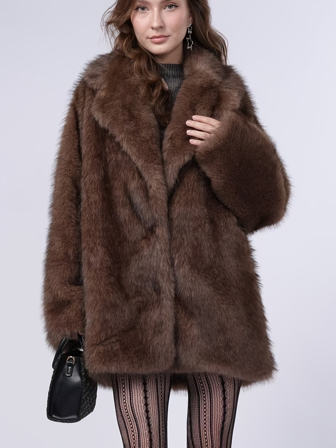 Plus Size, Women's Winter Suit Collar Faux Coat for Warmth