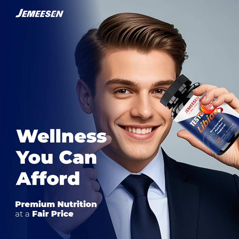 JEMEESEN Epimedium Tongkat Ali - Herbal Supplement for Men with Black Maca And Proprietary Blend - for Men's Health - Deep Into Her - Male Pleasure - 120 Capsules - 60 Day Supply