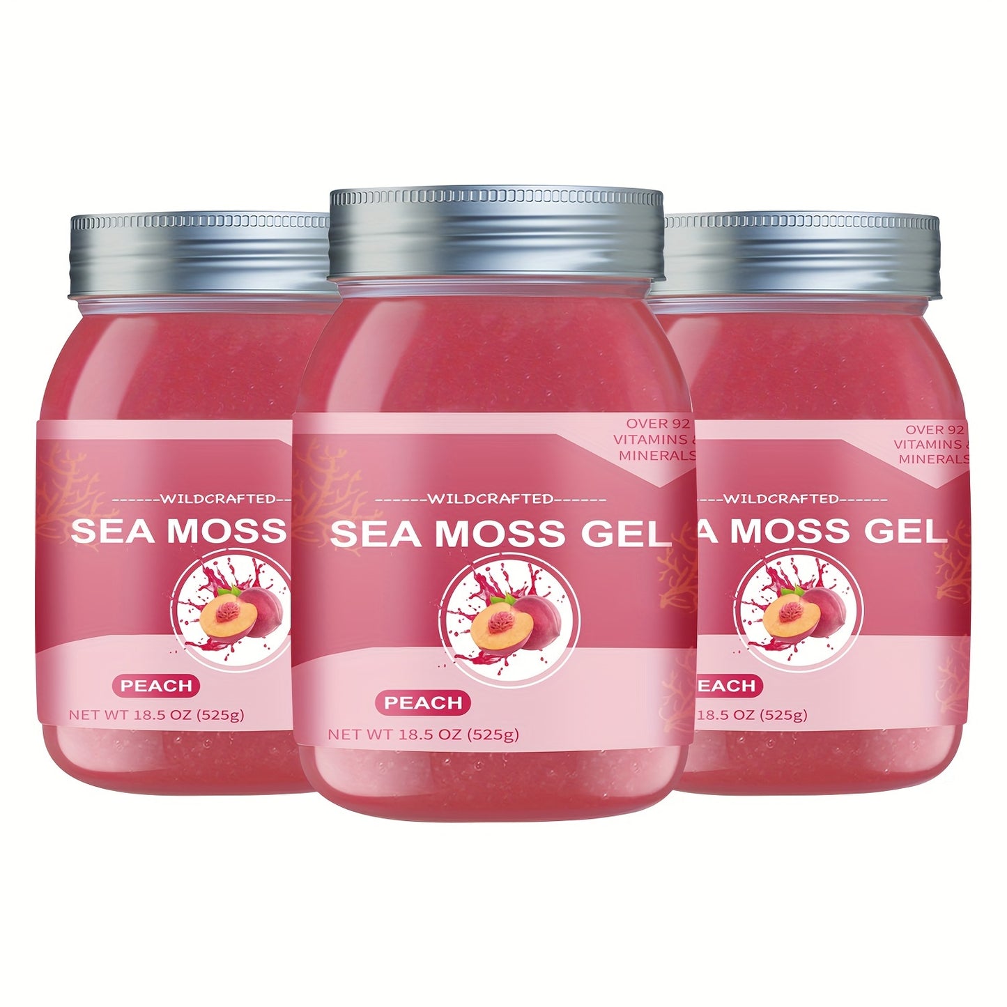 18.5OZ Raw Irish Sea Moss Gel, Natural Ingredient True Sea Moss, Rich in Minerals & Vitamins, Peach Flavor, Nutritional Supplement