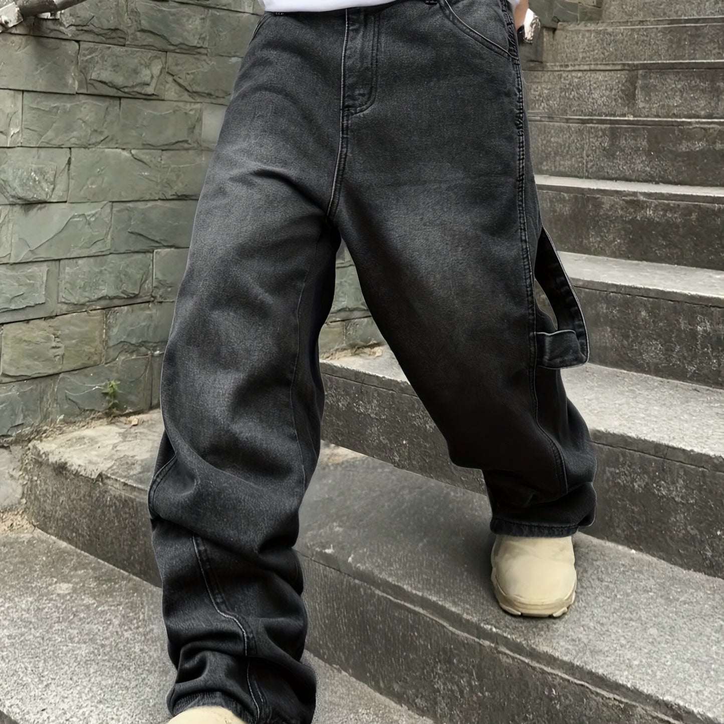 Men'S Baggy Black Street Jeans