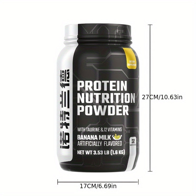 Protein Nutrition Powder - Banana Milk Flavor With Taurine & 12 Vitamins - 3.53LB