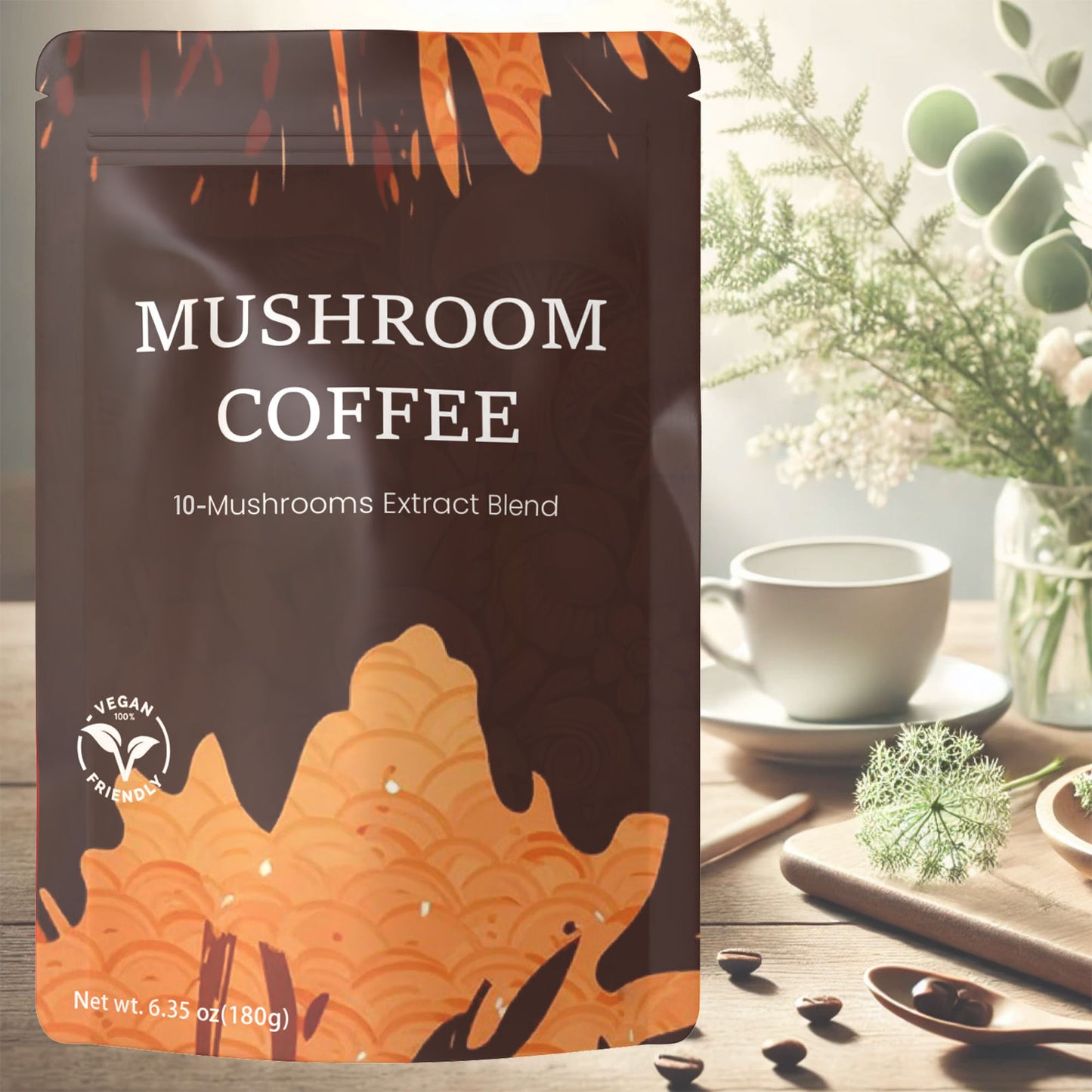 10-in-1 Mushroom Coffee – A Delightfully Balanced and Flavorful Blend, Crafted for a Smooth and Enjoyable Taste in Every Sip.6.35 oz