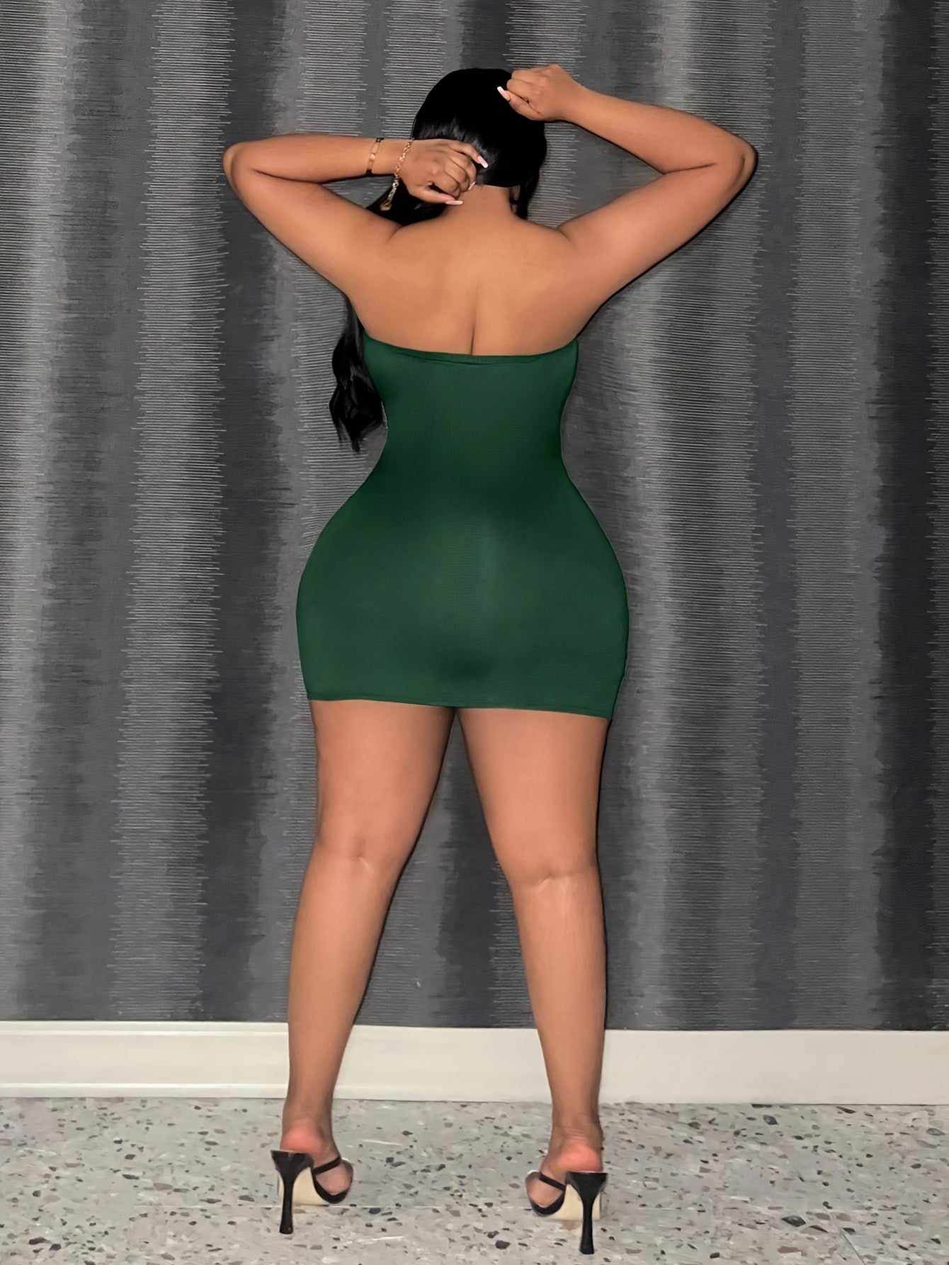Plus Size, Sexy Bodycon Strapless Skirt - High Elasticity Breathable Mesh Design, Semi-Sheer Stretchy Fabric, Elegant Solid Color All-Season Versatile Wear