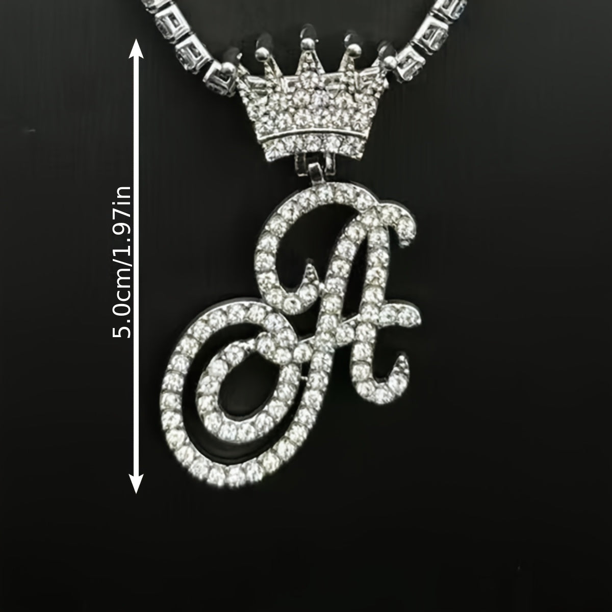1pc Men's and Women's Fashion Pendant Necklace-26 Crown-shaped Fancy English Letter Pendant Necklace with Round Box Chain-Hip-hop Style Niche Necklace Jewelry Gift