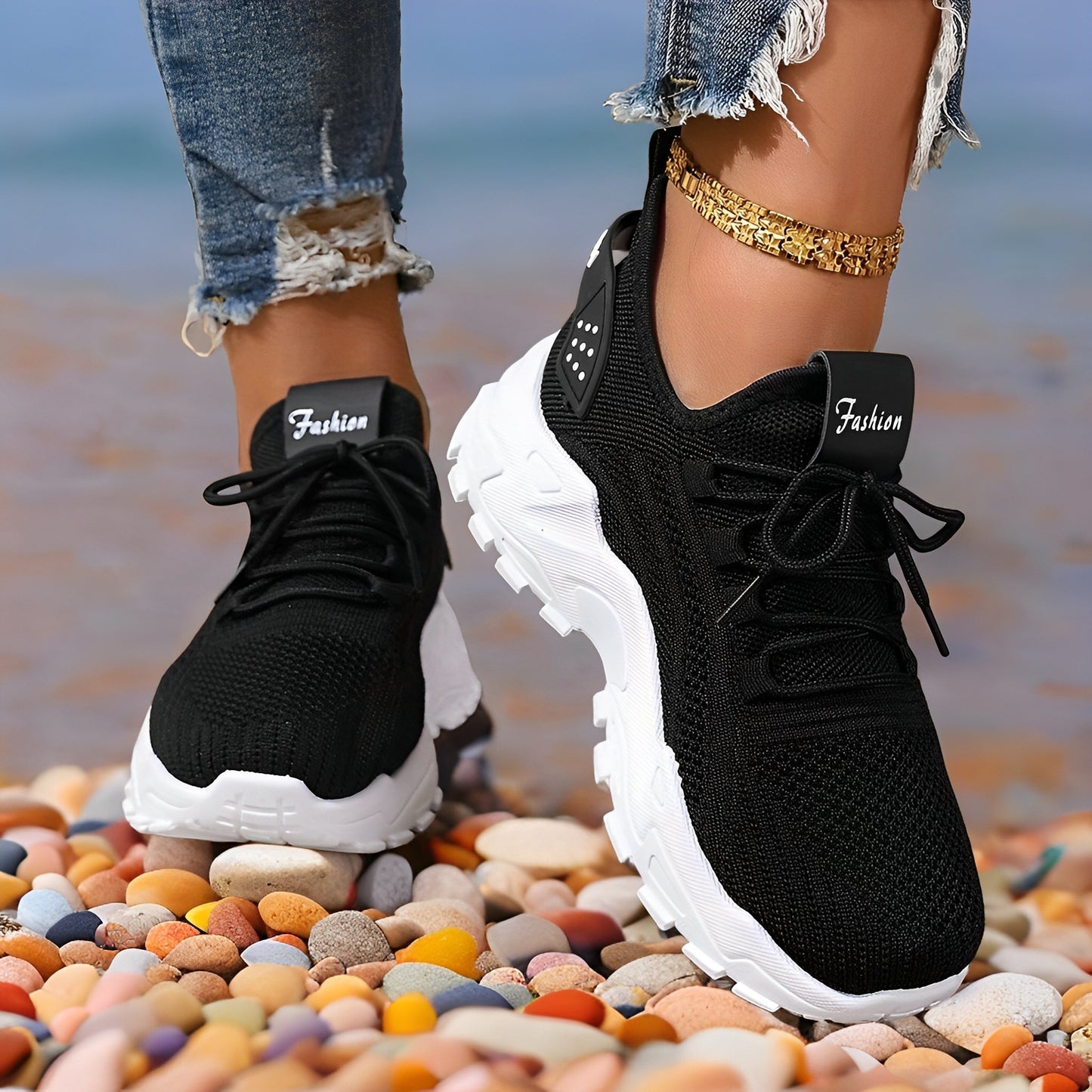 Women'S Lightweight Athletic Shoes - Breathable Knit Running Sneakers, Soft Sole Low-Cut Design for All Seasons
